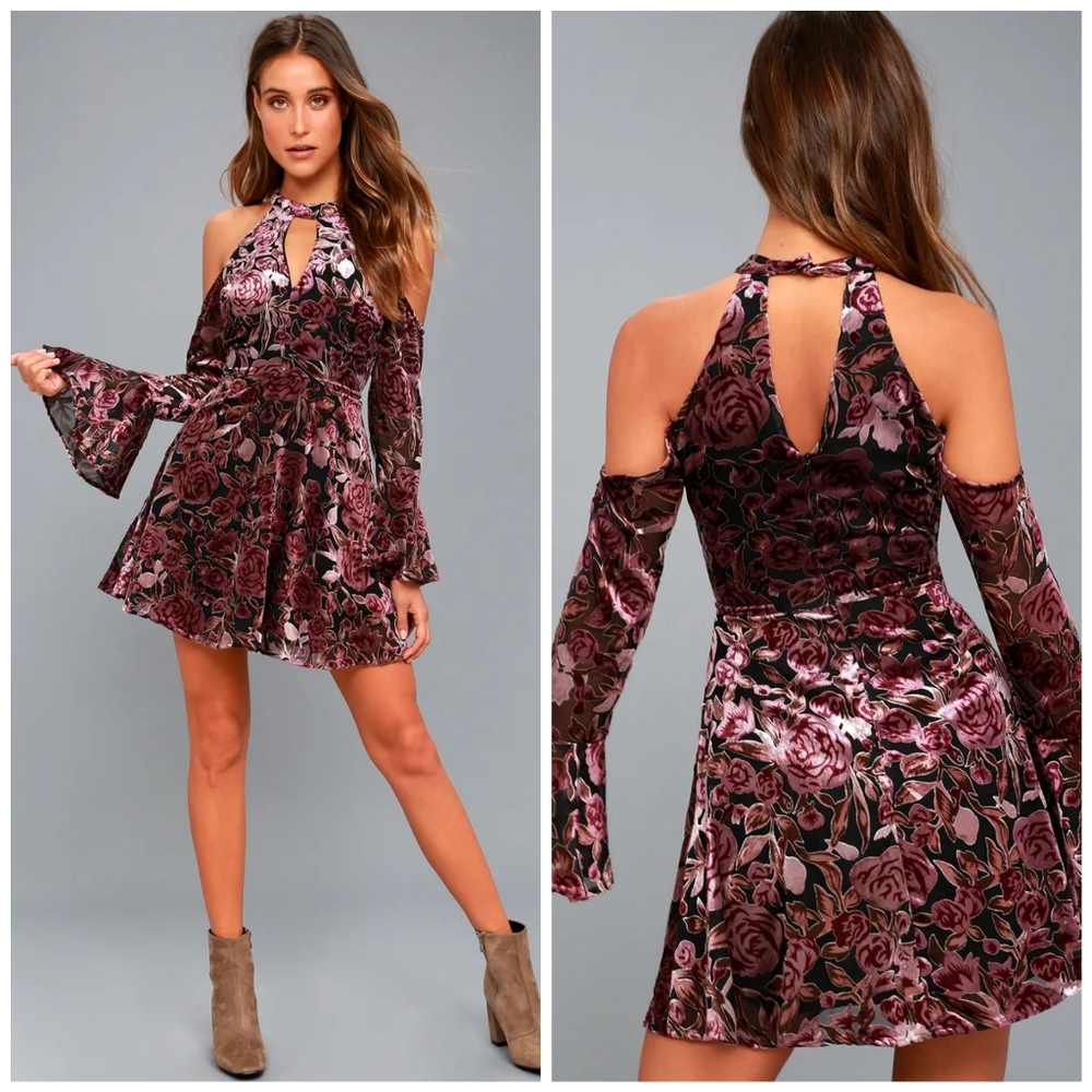 NWT Lulu's Safia Plum purple cold shoulder dress